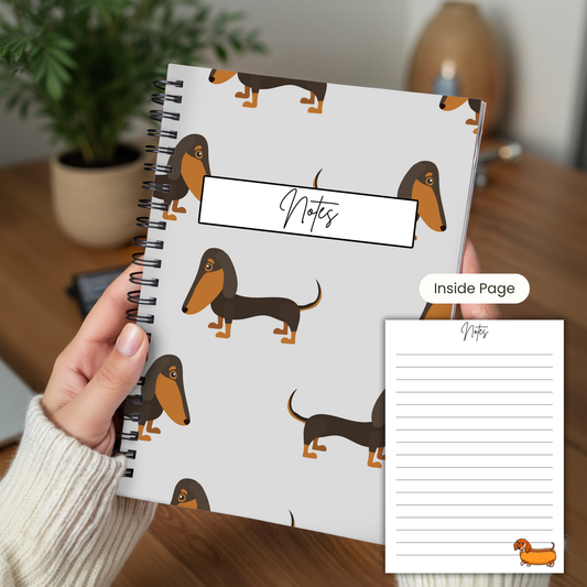 Dachshund Cute Notebook A5 or A4, dog mum gift, Cute notebooks for students and work