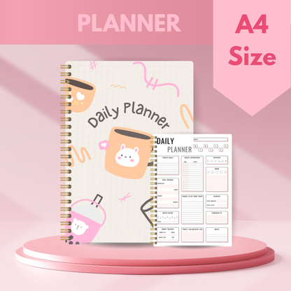 Cute Bear Beige Daily Planner A4 - Card Cover