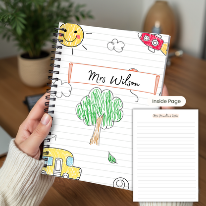 Personalised Teacher/ School Assistant/ Head Teacher Notebook A5 or A4 sizes, End of term gift, Teacher Notebooks stationery