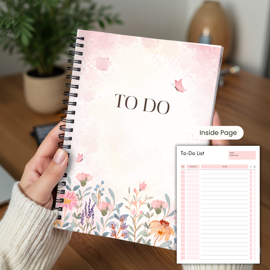 Floral To Do List Notebook - A5 or A4, back to school notebook, work to do list notepad