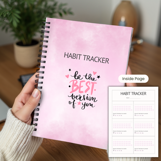 Habit Tracker Pink Notebook A5 or A4 sizes , Habit organiser notebook, Daily journal tracker, Manifest, cute stationery
