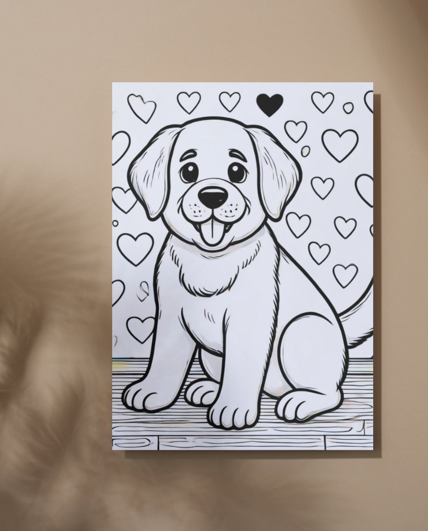 Labrador colouring sheet pack - 5 designs, 20 sheets