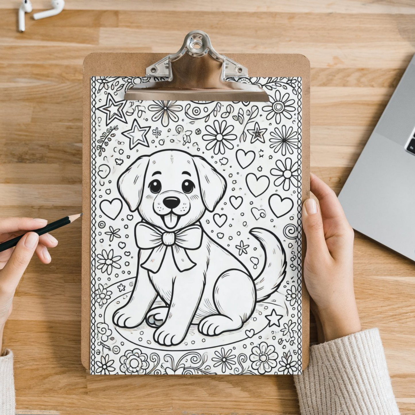 Labrador colouring sheet pack - 5 designs, 20 sheets, dog mum gift, Kids and Adult colouring pack
