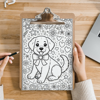 Labrador colouring sheet pack - 5 designs, 20 sheets, dog mum gift, Kids and Adult colouring pack