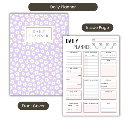 Lilac Daisies Daily Planner A5 or A4 inserts, Daily Journal, Work Student Planner