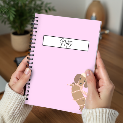 Dachshund Pink Notebook A4 - Card Cover
