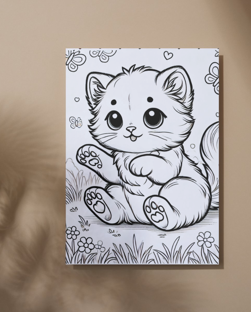 Kittens colouring sheet pack - 5 designs, 20 sheets