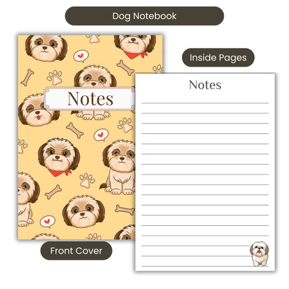 Shih Tzu Notebook A5 or A4, Dog mum gift, Shih Tzu notebook stationery for work, student notebook, Shih Tzu mum