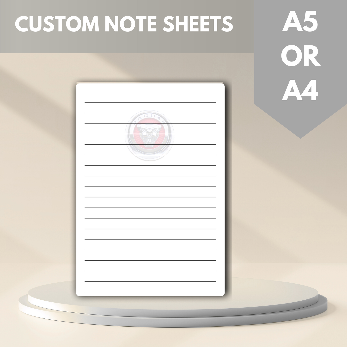 Custom Logo Lined Printed Note Paper - A4 or A5 sizes, Work Study or Class stationery, Lined paper inserts