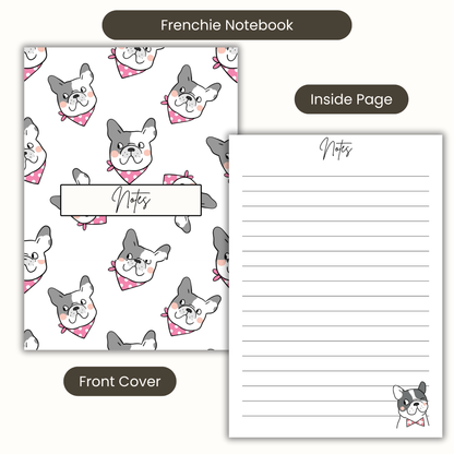 Pug White and Pink Notebook A5 or A4 - Card Cover