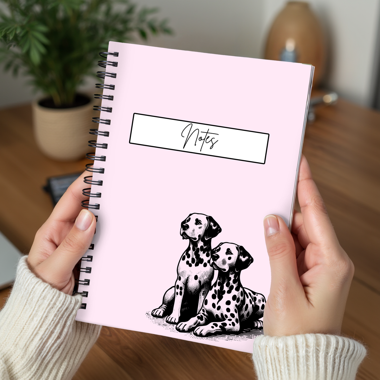 Dalmatian Baby Pink Notebook A4 - Card Cover
