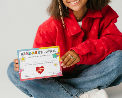 Printed Kindness Award Pupil Certificate, A4 or A5 certificates, classroom management resources, teacher class resources, home school