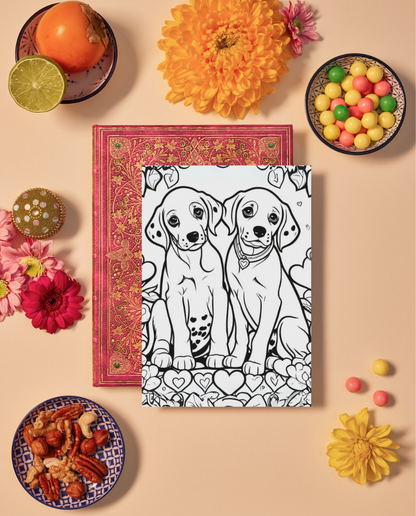 Dalmatian colouring sheet pack - 5 designs, 20 sheets