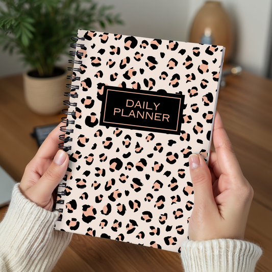 Rose Gold Animal Print Daily Planner A5- Card Cover.