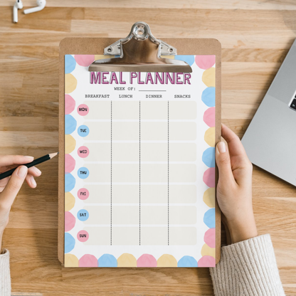 Meal Planning Printed Note Paper - A4 or A5 sizes,  Work Study or Class stationery, Lined paper inserts