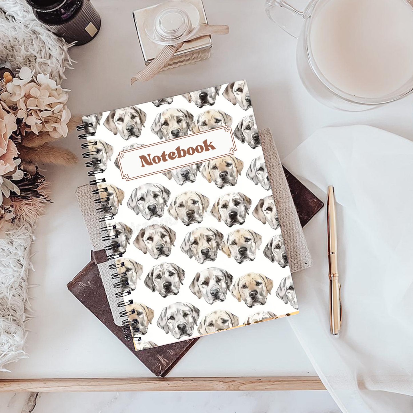 Golden Retriever Notebook A5 or A4, Dog mum gift, Golden lab notebook stationery for work, student notebook