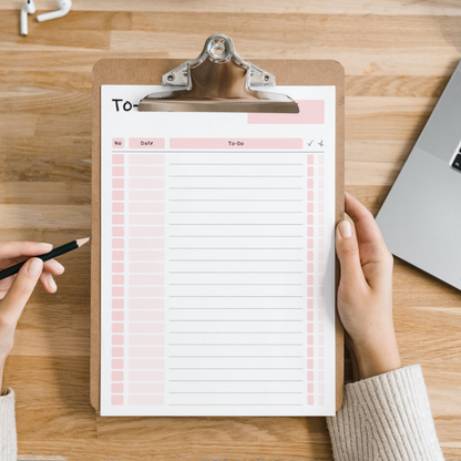 To Do List, Lined Printed Note Paper Pink - A4 or A5 sizes,  Work Study or Class stationery, Lined paper inserts