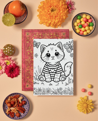 Kittens colouring sheet pack - 5 designs, 20 sheets