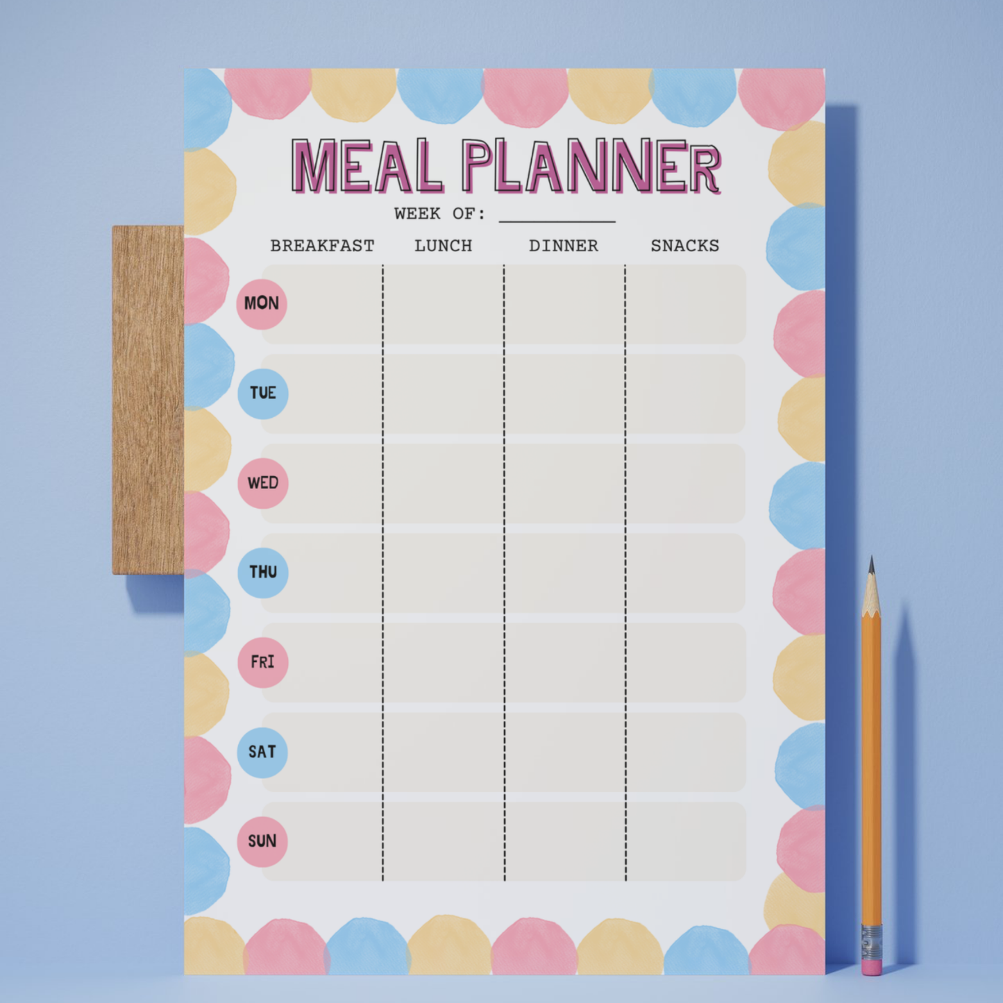 Meal Planning Printed Note Paper - A4 or A5 sizes,  Work Study or Class stationery, Lined paper inserts