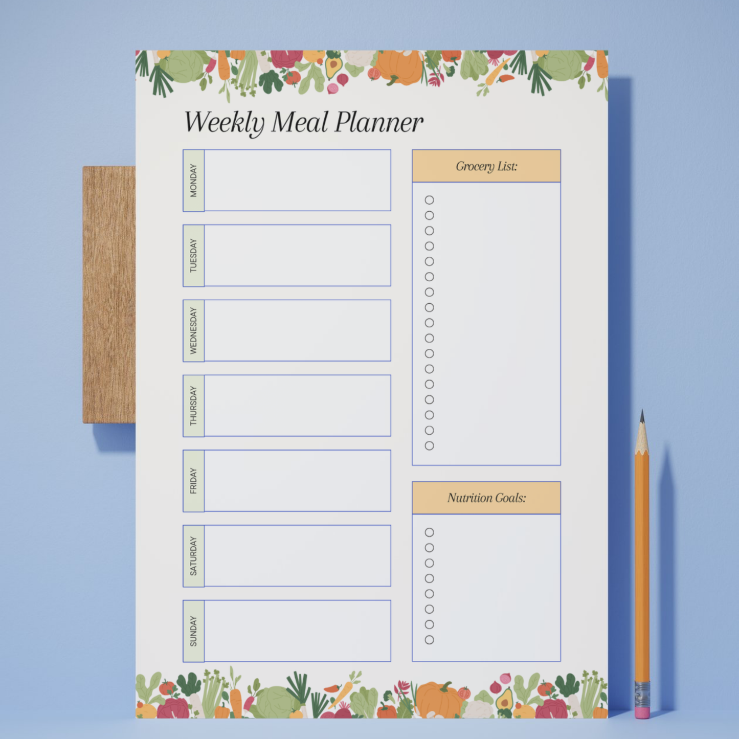 Meal Planning Printed Note Paper - A4 or A5 sizes,  Work Study or Class stationery, Lined paper inserts