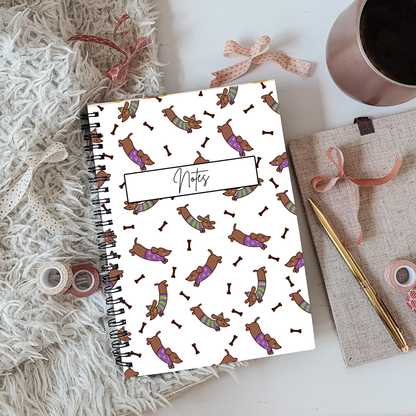 Dachshund Pattern Notebook A5 or A4  dog mum gift, Cute notebooks for students and work