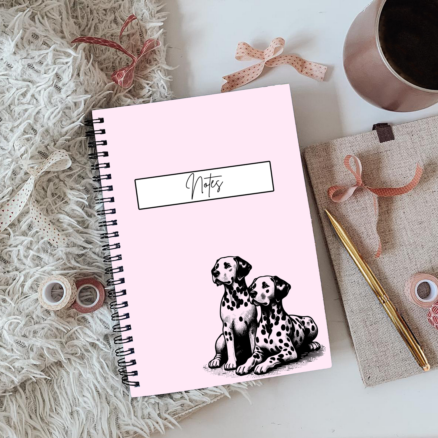 Dalmatian Baby Pink Notebook A4 - Card Cover