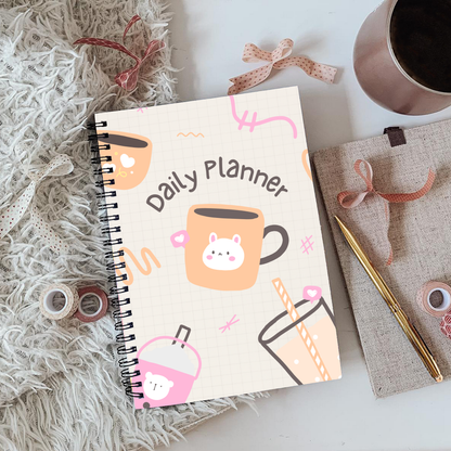 Cute Bear Beige Daily Planner A4 - Card Cover