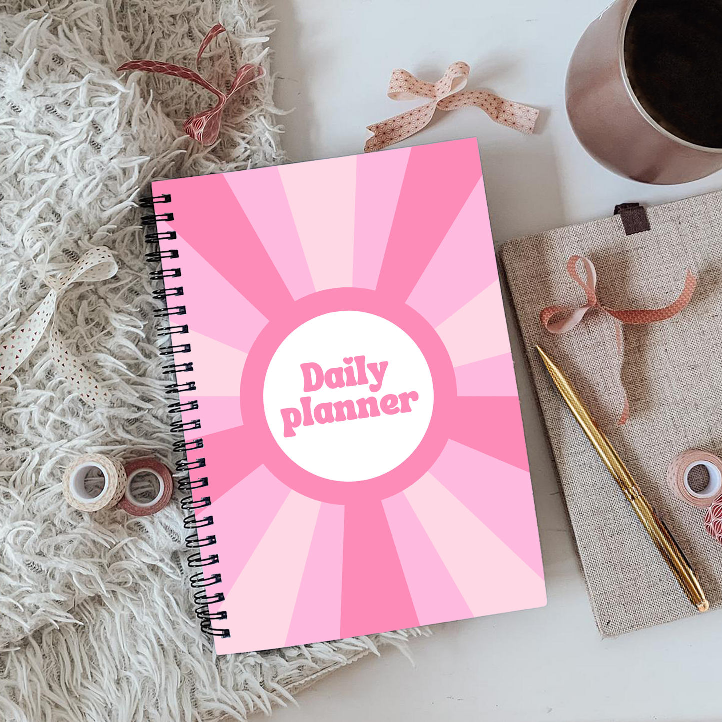 Pink Retro Daily Planner A5 - Card Cover