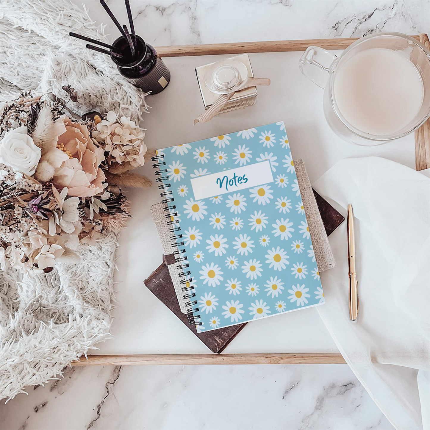 Blue Daisy Notebook A4 - Card Cover