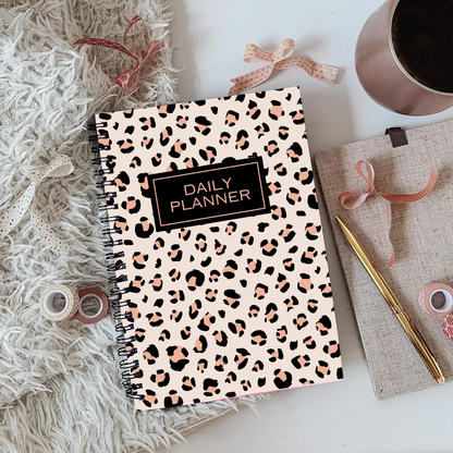 Rose Gold Animal Print Daily Planner A5 or A4 inserts, Floral notebook, Planner notepad, Work student daily planner