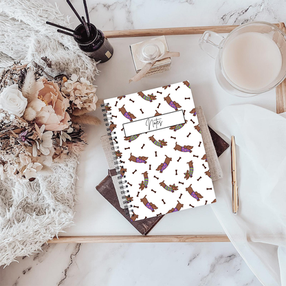 Dachshund Pattern Notebook A5 or A4  dog mum gift, Cute notebooks for students and work