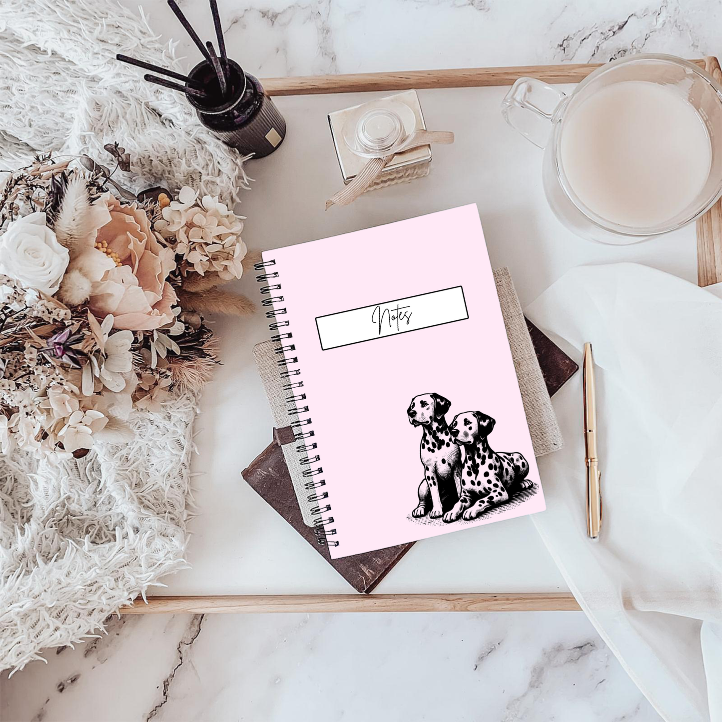 Dalmatian Baby Pink Notebook A4 - Card Cover