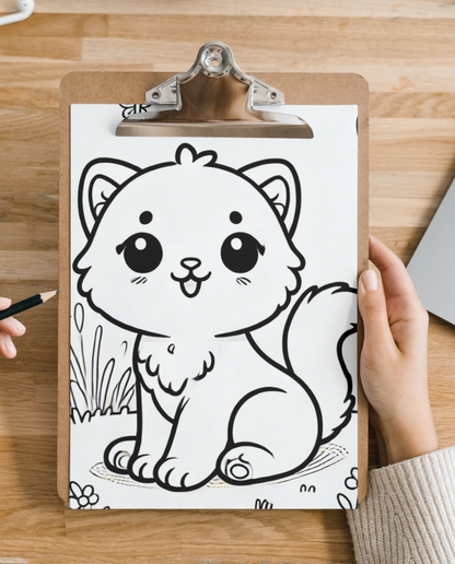 Kittens colouring sheet pack - 5 designs, 20 sheets