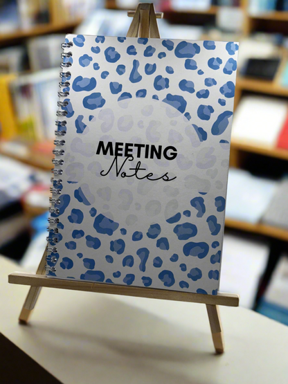 Meeting Notes Book Baby Blue Animal Print A5 - Card Cover