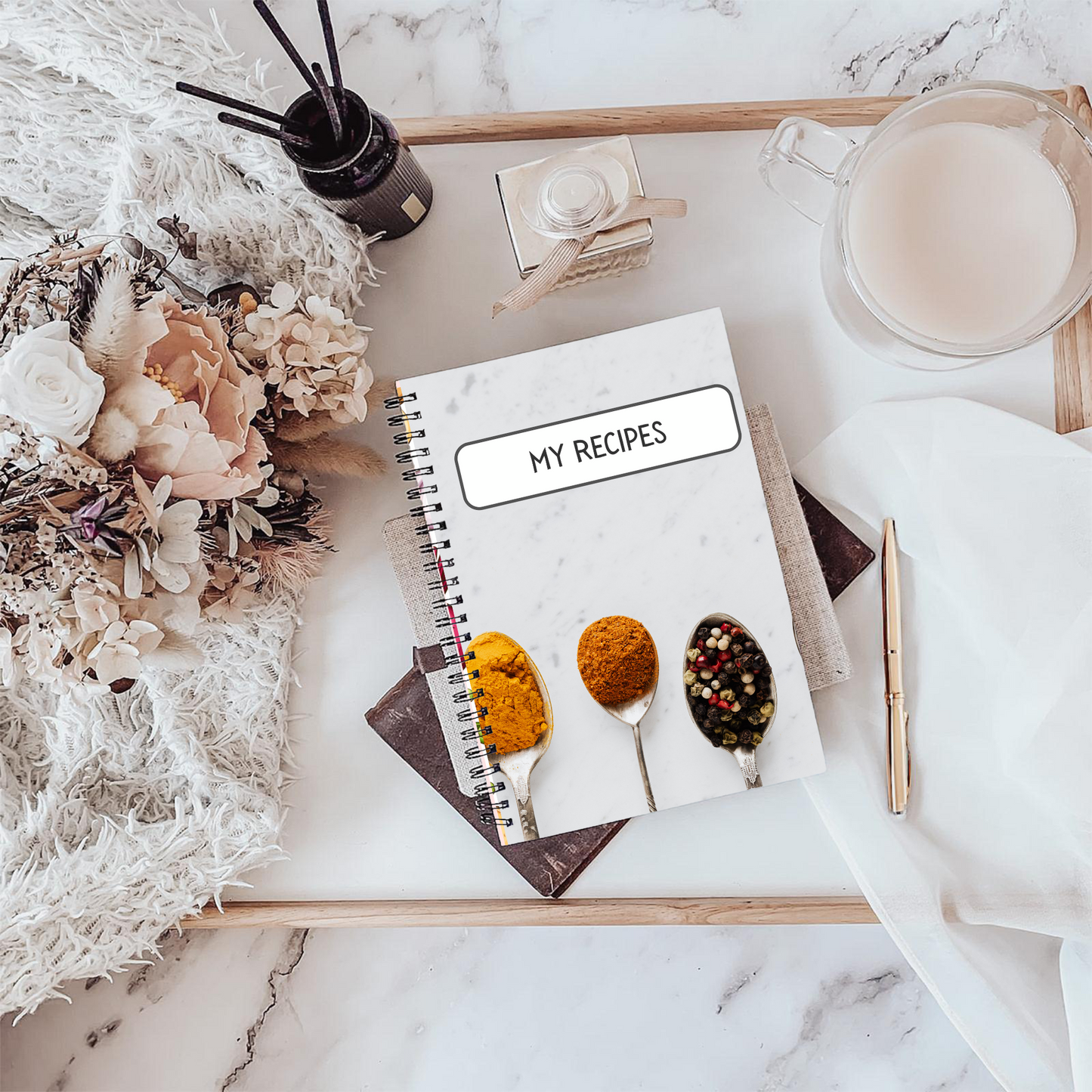 Recipe Card Notebook A5 or A4 size, recipe card insert notebook cute home stationery, Gift for her