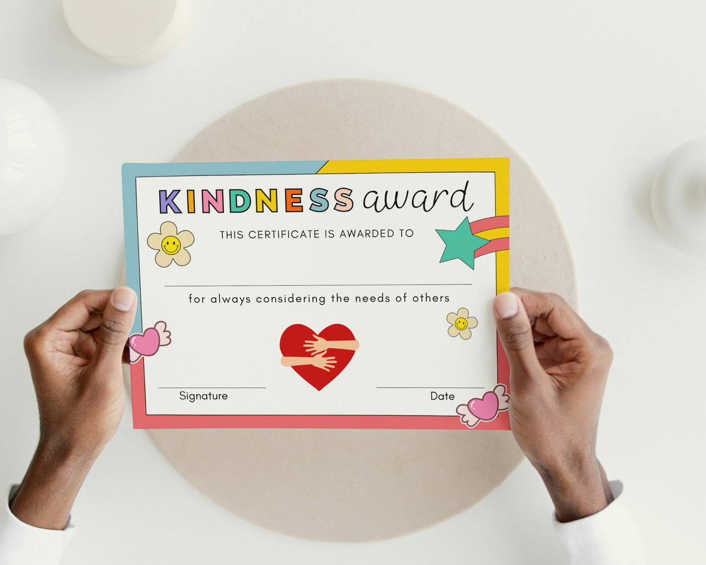Printed Kindness Award Pupil Certificate, A4 or A5 certificates, classroom management resources, teacher class resources, home school