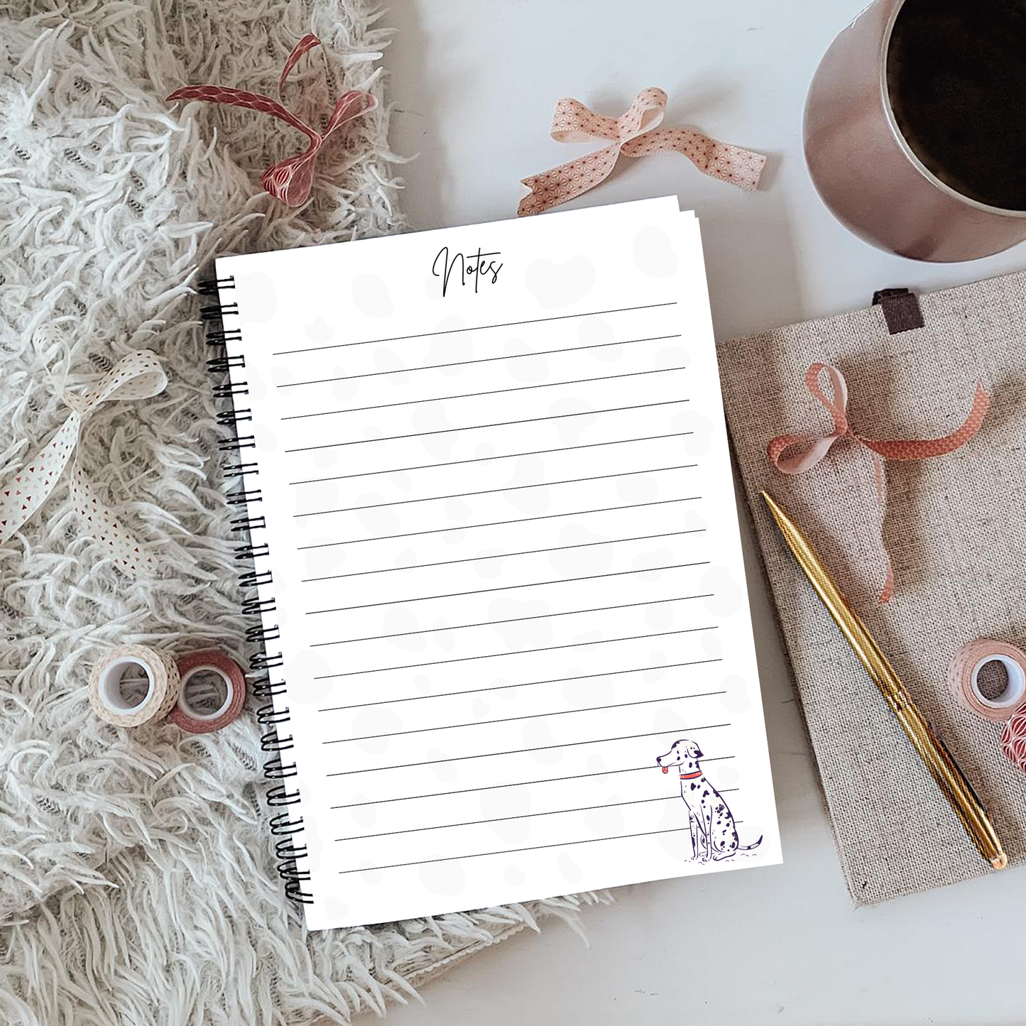 Dalmatian Baby Pink Notebook A4 - Card Cover
