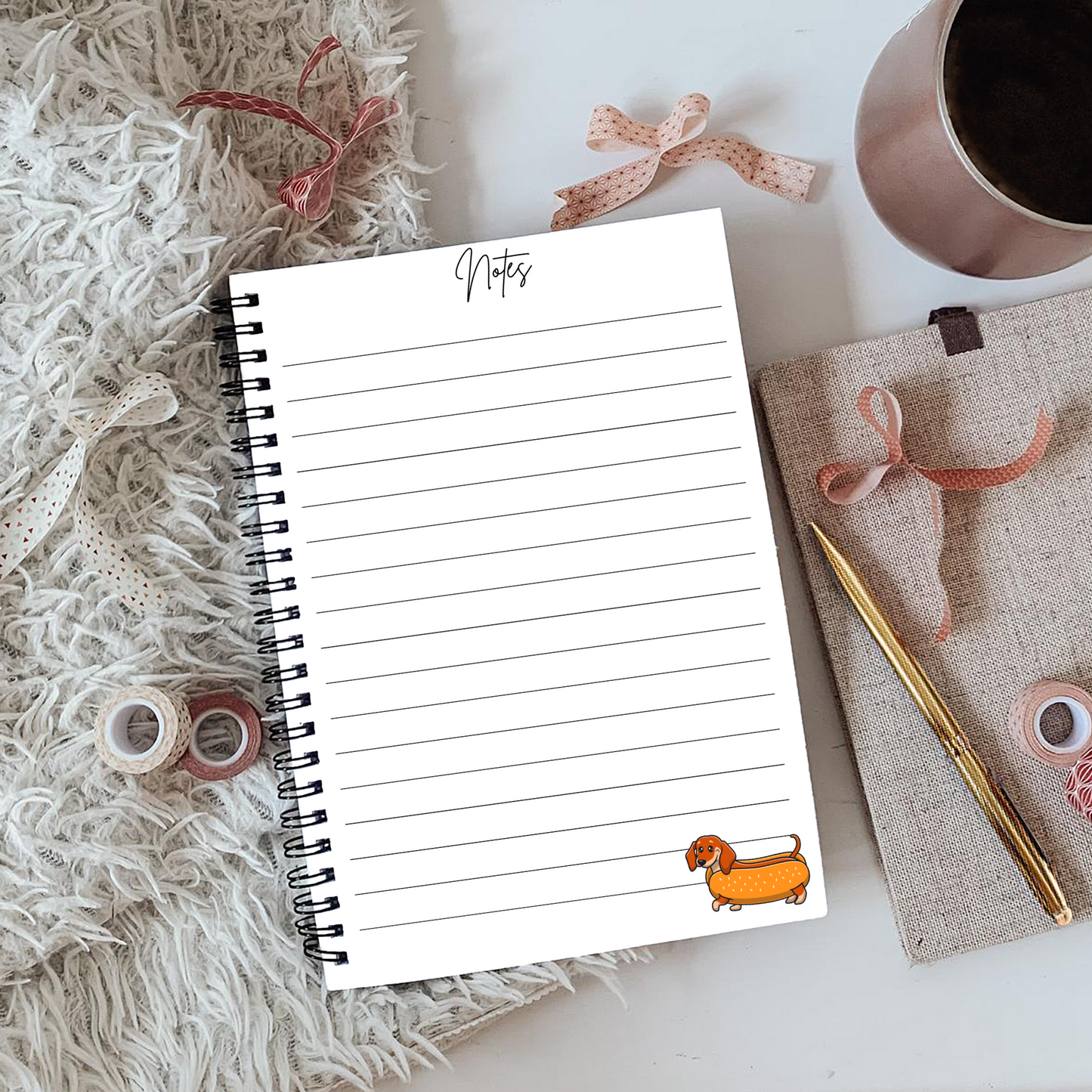 Dachshund Cute Notebook A5 or A4, dog mum gift, Cute notebooks for students and work