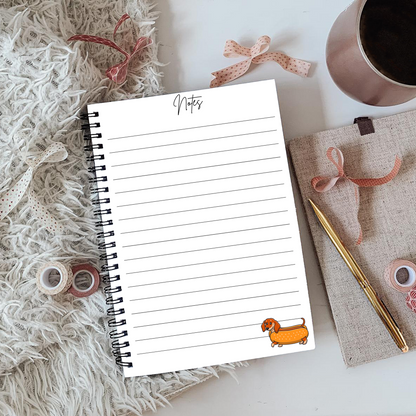 Dachshund Cute Notebook A5 or A4, dog mum gift, Cute notebooks for students and work