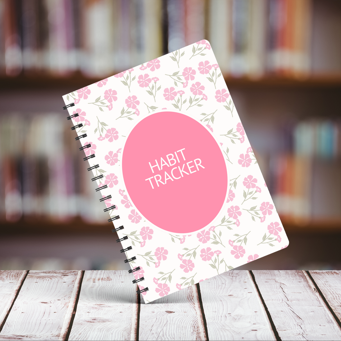 Habit Tracker Pink Floral Notebook A5 - Card Cover