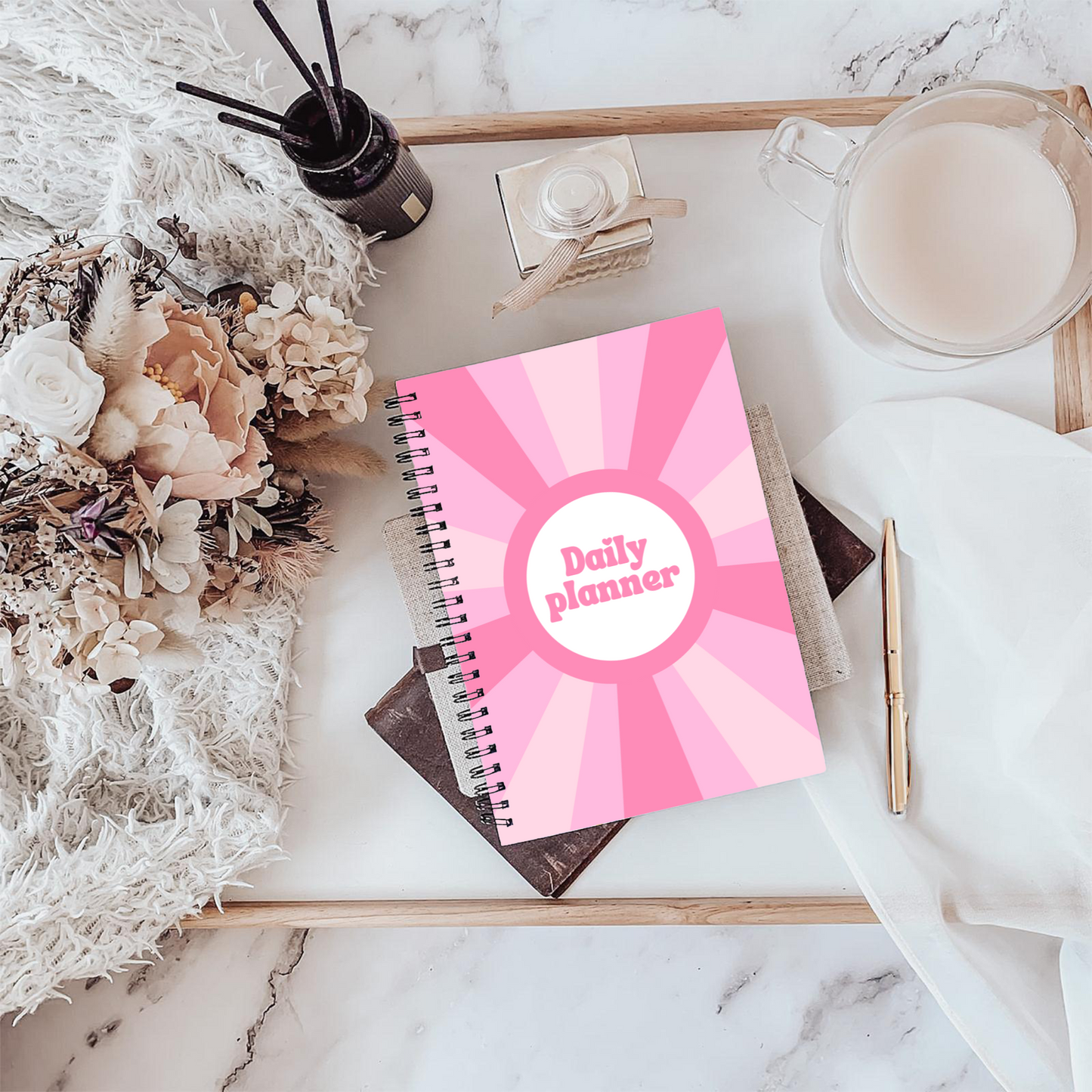 Pink Retro Daily Planner A5 - Card Cover