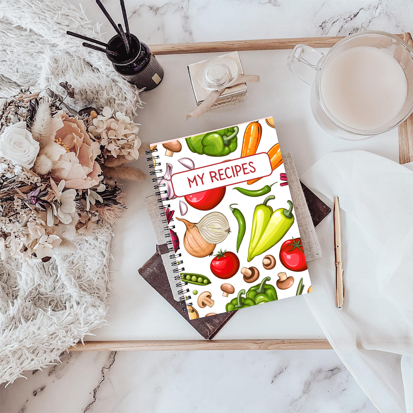 Recipe Card Notebook A5 or A4 size, recipe card insert notebook cute home stationery, Gift for her