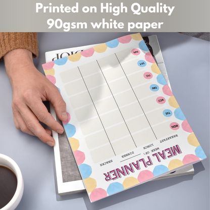 Meal Planning Printed Note Paper - A4 or A5 sizes,  Work Study or Class stationery, Lined paper inserts