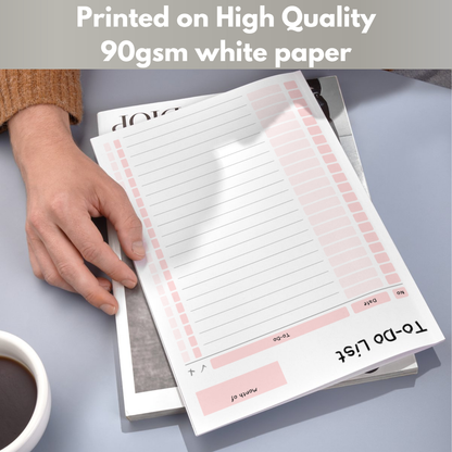To Do List, Lined Printed Note Paper Pink - A4 or A5 sizes,  Work Study or Class stationery, Lined paper inserts