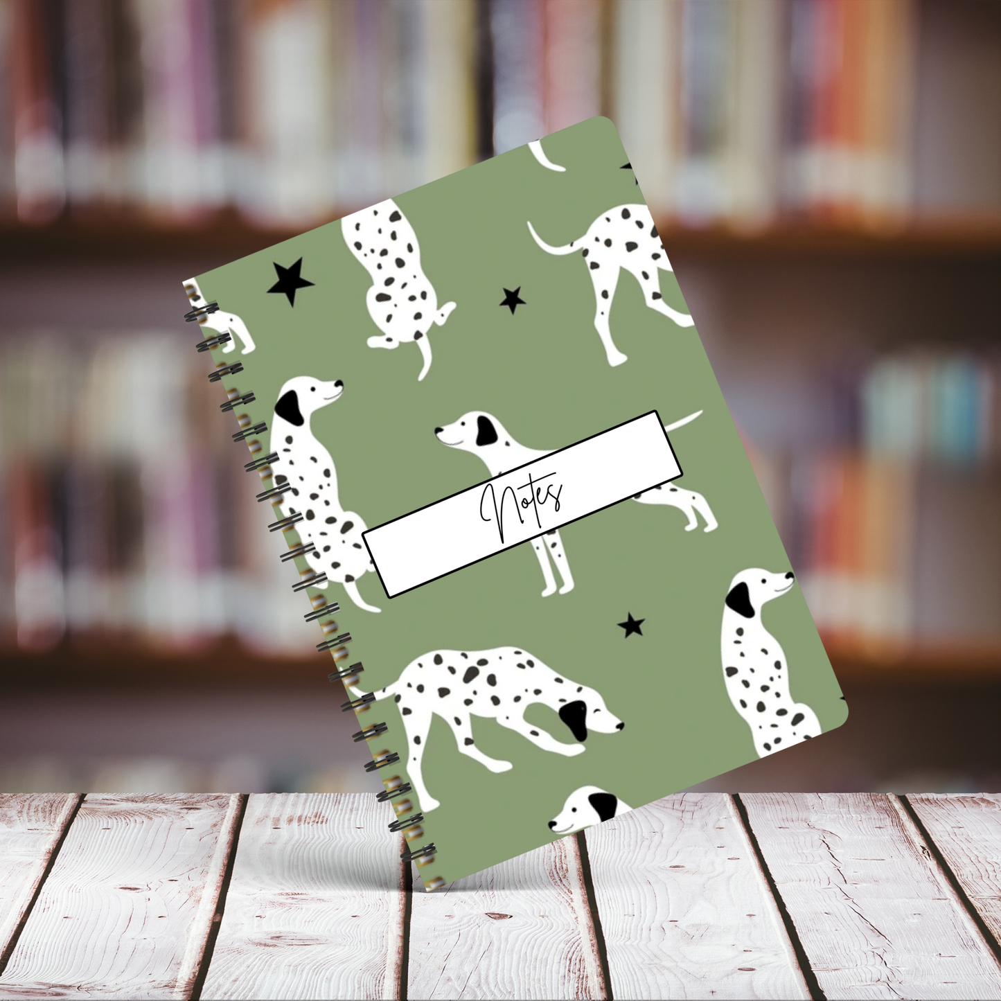 Dalmatian Sage Green Notebook A5 or A4, Dog mum gift, Dalmatian print notebook stationery for work, student