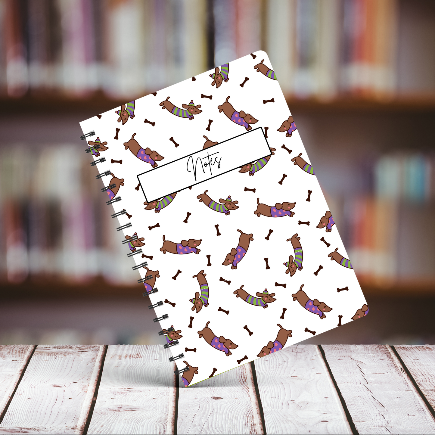 Dachshund Pattern Notebook A5 or A4  dog mum gift, Cute notebooks for students and work