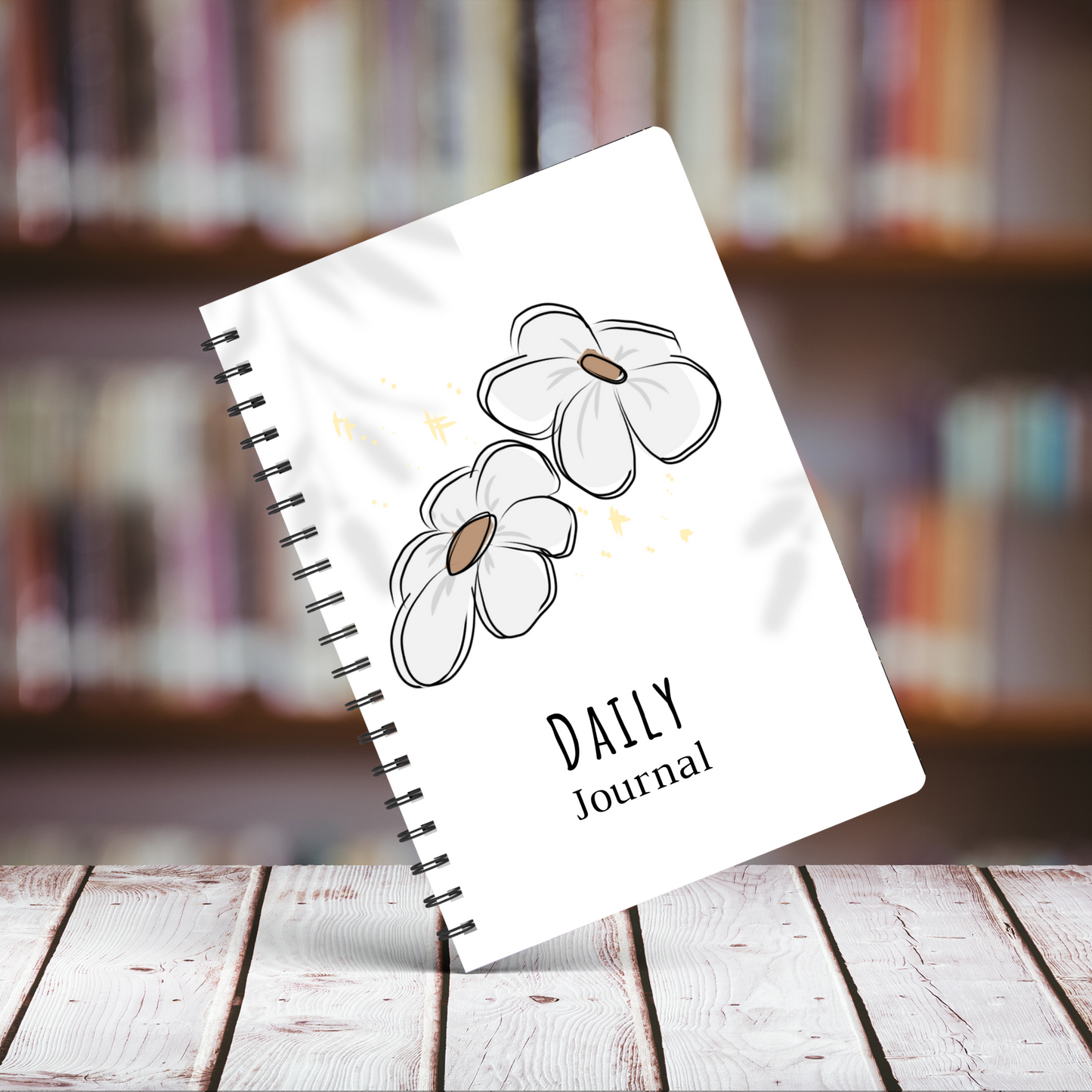 Journal White Boho Daisy A4 - Card Cover.