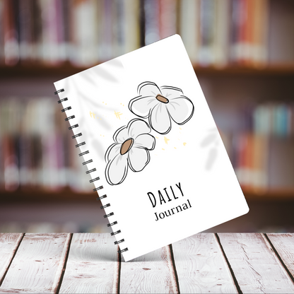 Journal White Boho Daisy A4 - Card Cover.
