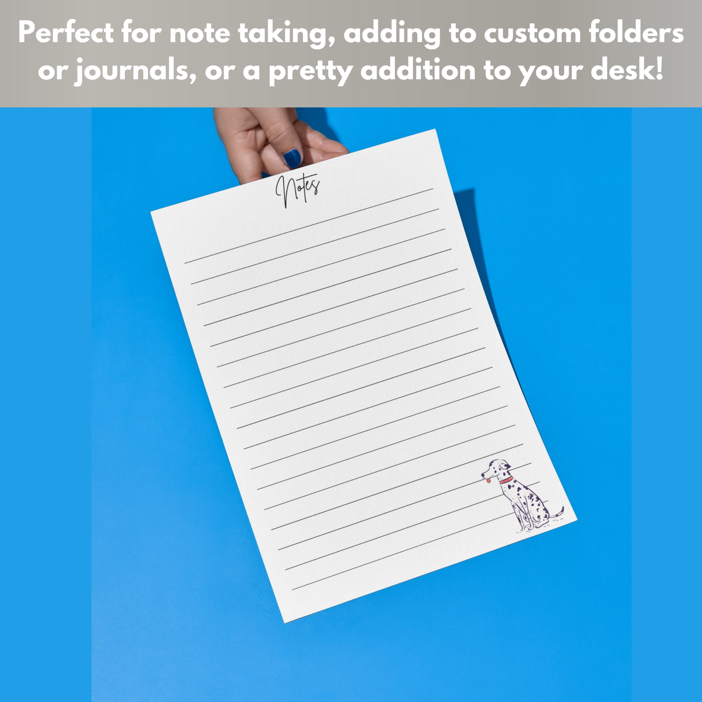 Dalmatian Lined Printed Note Paper - A4 or A5 sizes,  Work Study or Class stationery, Lined paper inserts