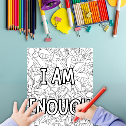 Positive Affirmations colouring sheet pack - 4 designs, 20 sheets, Kids and Adult colouring pack, bespoke colouring sheet stationery